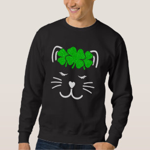Girl St Patricks Cute St Patricks Day Cat St Patri Sweatshirt