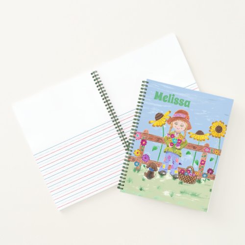 Girl standing in garden handwriting_art notebook