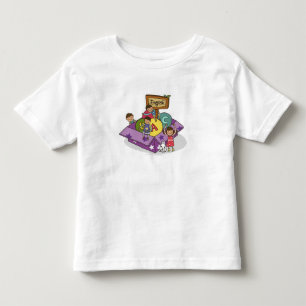 Girl standing with arms raised and boys sitting toddler t-shirt