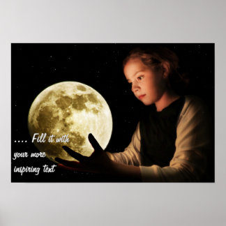 Girl staring at the moon poster