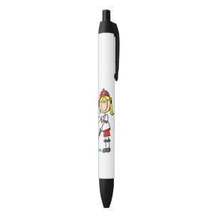 Girl Stick Figure Baseball Up At Bat Pen