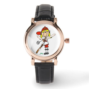 Girl Stick Figure Baseball Up At Bat Watch