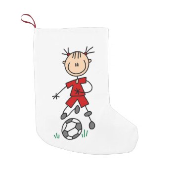 Girl Stick Figure Soccer Red Uniform Stocking by stick_figures at Zazzle