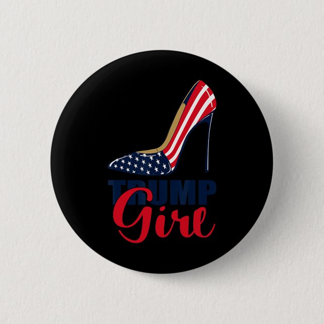 Girl Stilettos High Heel American Flag Trump 2024  Button (Front)