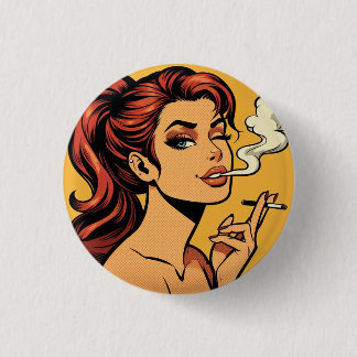Girl Stoner | Comic book pop art | Smoking lovers Button