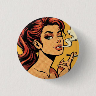 Girl Stoner | Comic book pop art | Smoking lovers Button