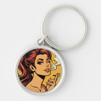 Girl Stoner | Comic book pop art | Smoking lovers Keychain
