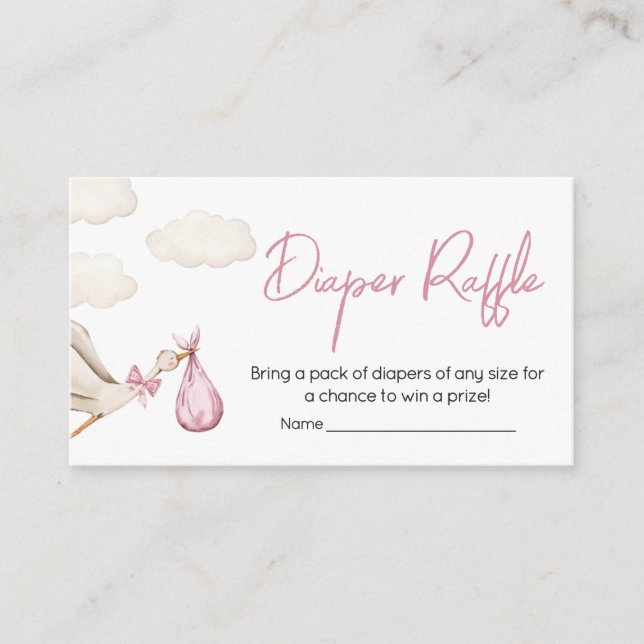 Girl Storck Special Delivery Baby Diaper Raffle Enclosure Card (Front)