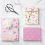 Girl Stork Moons Polka Dots Pink Baby Shower Wrapping Paper Sheets