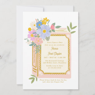 Girl Storybook 1st Birthday Invitation 