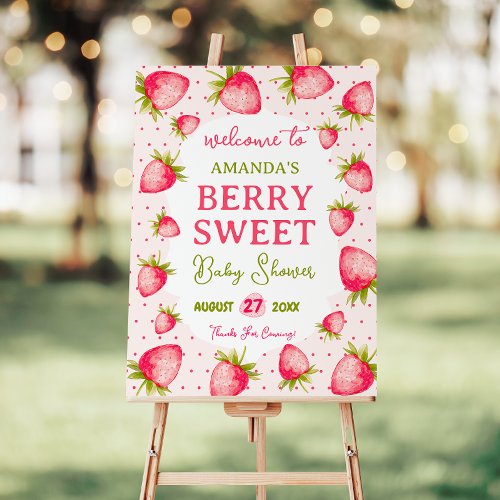 Girl Strawberry Baby Shower Welcome Sign