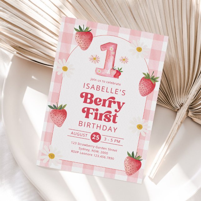 Girl Strawberry Berry First 1st Birthday Party  Invitation (Creator Uploaded)