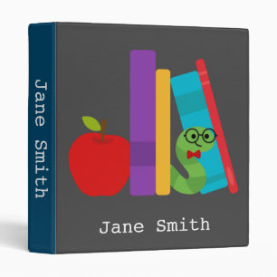 Girl student folder with bookworm theme