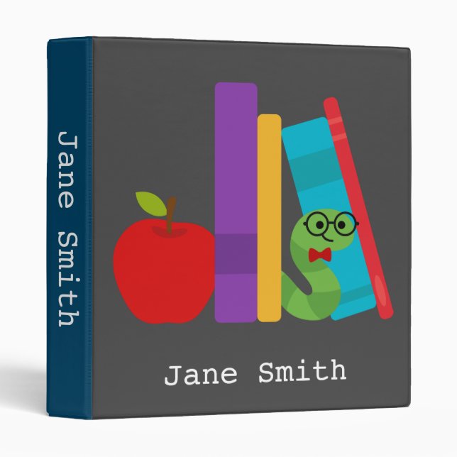 Girl student folder with bookworm theme (Front/Spine)
