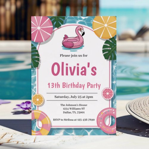 Girl Summer Pool Party Birthday Party