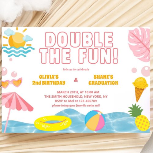 Girl Summer Sibling Birthday and Graduation Joint 
