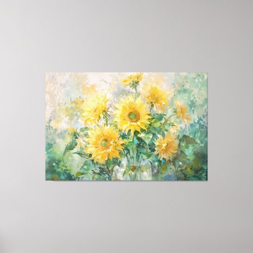   Girl Sun Flowers TV2 Stretched Canvas Print
