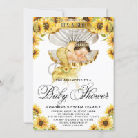 Girl Sunflower Baby Shower Invitation