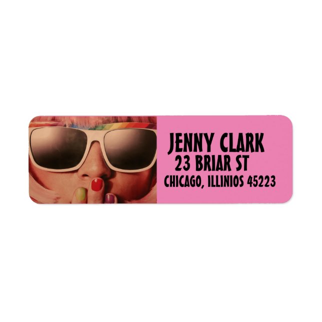 GIRL SUNGLASSES NEW WAVE RETURN ADDRESS LABELS (Front)