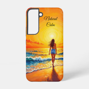 Girl sunset beach walk ocean waves decor samsung galaxy s22 case