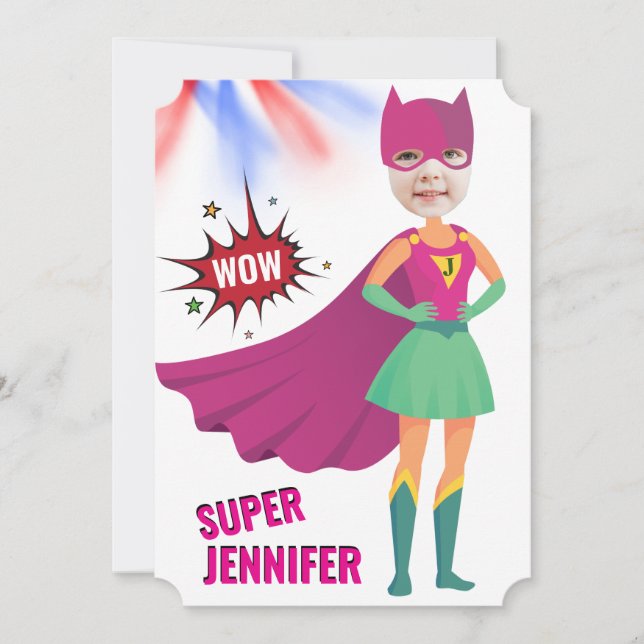 Girl Superhero 💥 Action Birthday Photo Invitation (Front)