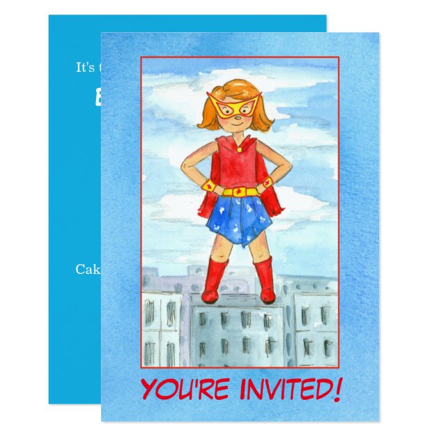 Girl Superhero Birthday Party Invitation