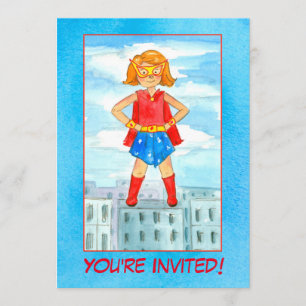 Girl Superhero Birthday Party Invitation