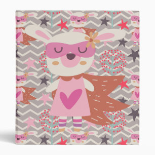 Girl Superhero Bunny 3 Ring Binder