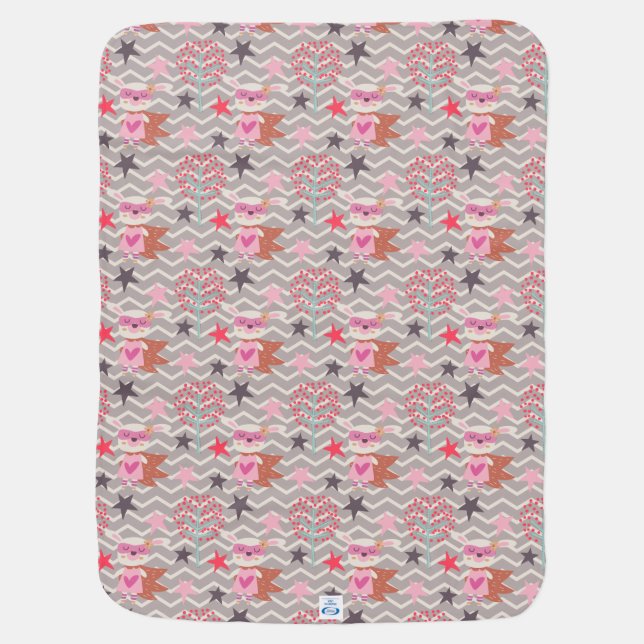 Girl Superhero Bunny Baby Blanket (Back)