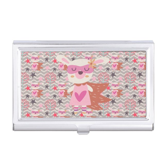 Girl Superhero Bunny Business Card Holder (Front)