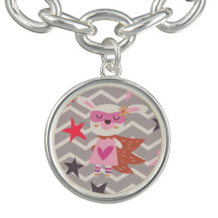 Girl Superhero Bunny Charm Bracelet