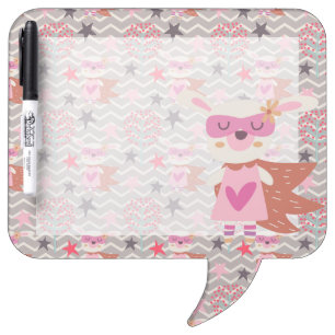 Girl Superhero Bunny Dry-Erase Board