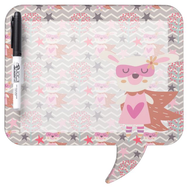 Girl Superhero Bunny Dry-Erase Board (Front)