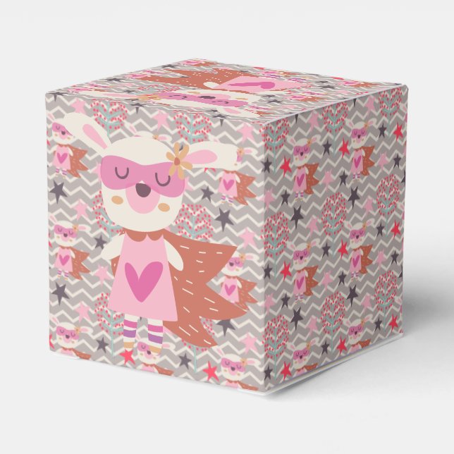 Girl Superhero Bunny Favor Boxes (Back Side)