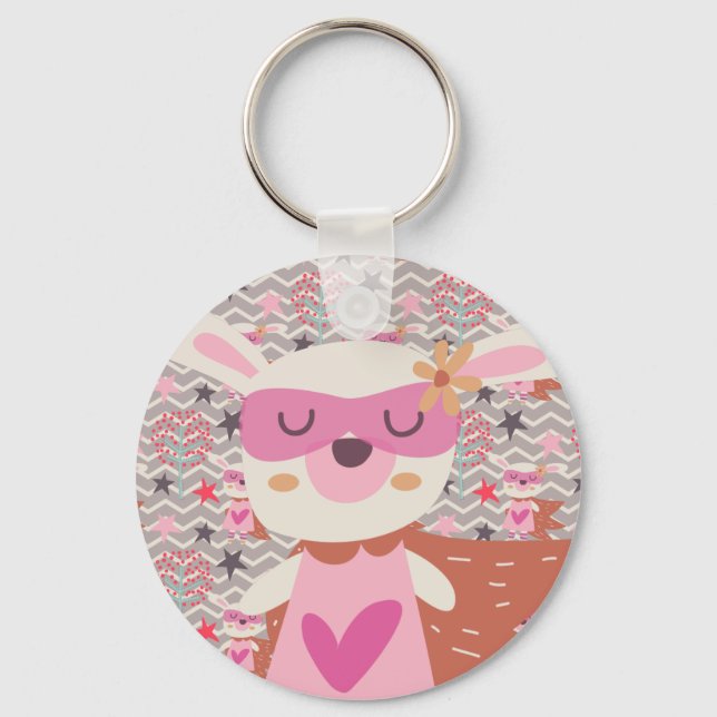 Girl Superhero Bunny Keychain (Front)