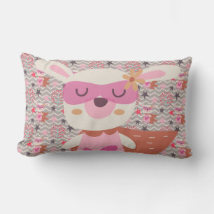 Girl Superhero Bunny Lumbar Pillow