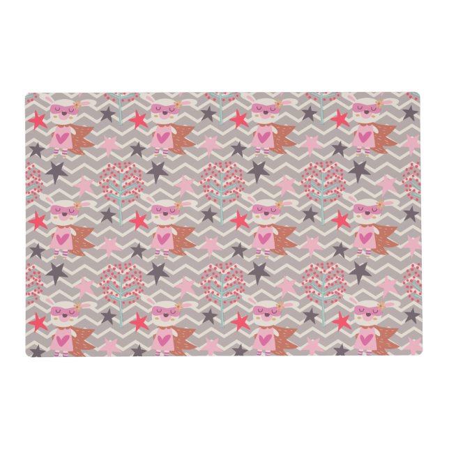 Girl Superhero Bunny Placemat (Back)