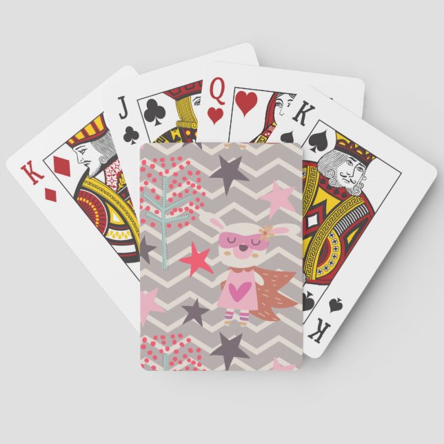 Girl Superhero Bunny Poker Cards (Back)