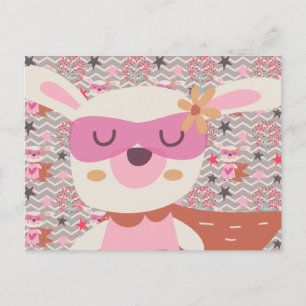 Girl Superhero Bunny Postcard