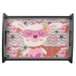 Girl Superhero Bunny Serving Tray