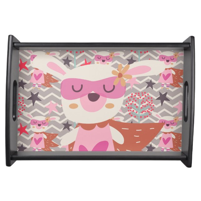 Girl Superhero Bunny Serving Tray (Front)