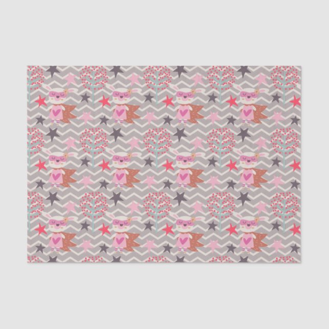 Girl Superhero Bunny Tissue Paper (Front)