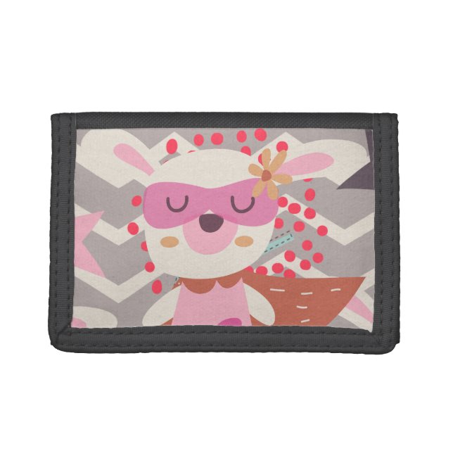 Girl Superhero Bunny Tri-fold Wallet (Front)
