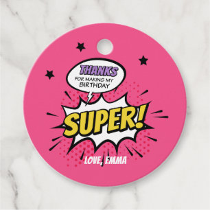 Girl Superhero Favor Tag, Superhero Thank You Tags