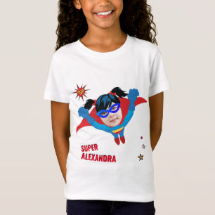 Girl Superhero Flying 💥 Birthday Photo  T-Shirt