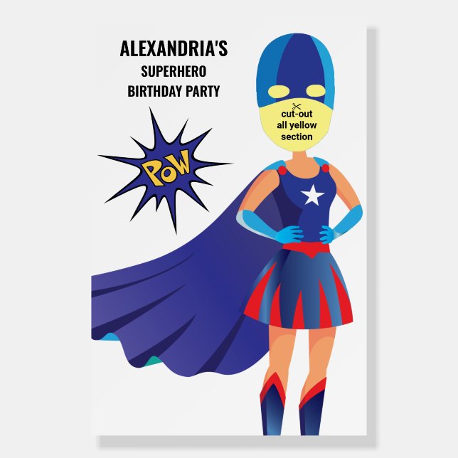Girl Superhero Sturdy Photo Booth Cut-out Backdrop Foam Board (Front)