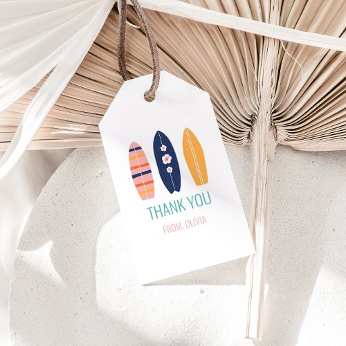 Girl Surfboard Beach birthday Thank You Favor Favo Gift Tags