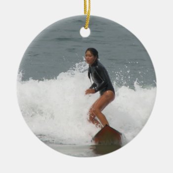 Girl Surfing Ornament by WindsurfingGifts at Zazzle