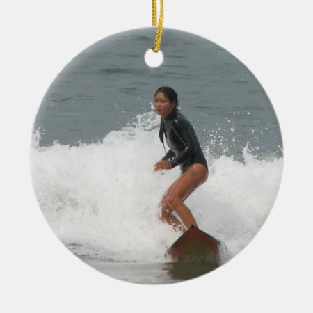 Girl Surfing Ornament