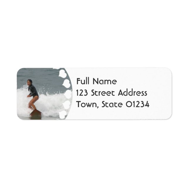 Girl Surfing Return Address Mailing Label (Front)